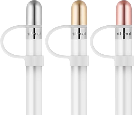 Apple Pencil Replacement Cap- Tranesca Aluminum Replacement Cap for Apple Pencil 1st Generation (3 in a Pack) Gold,Rose Gold,Silver- Not Magnetically Clasped