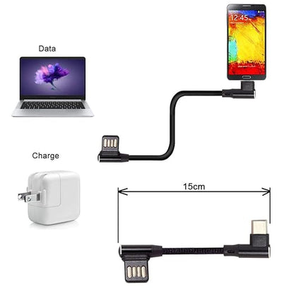 JSER USB-C 3.1 Type-C Male to Left Angled 90 Degree USB 2.0 Data Cable 15cm Dual Angled Type (Type-C)