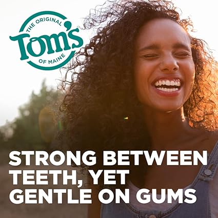 Tom's of Maine Naturally Waxed Antiplaque Flat Dental Floss, Spearmint, 32 Yards