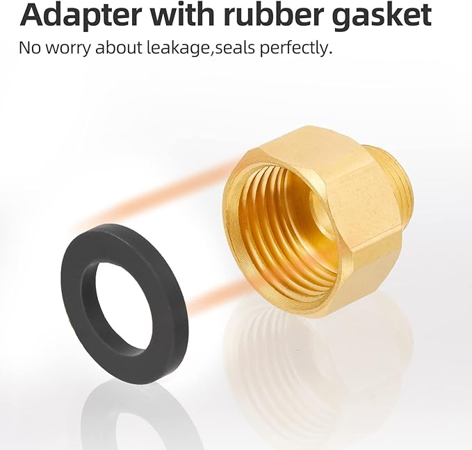 Brass G12 Female to G38 Male Reducer Adapter,Water pipe Fitting,Compression Fitting with Rubber Washer for Kitchen Bathroom Water Faucet 2pcs (FEMALE)