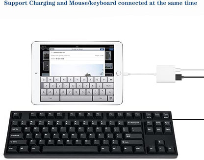 Apple Lightning to USB Camera Adapter with Charging Port, USB 3.0 OTG Cable for iPhoneiPad to Connect Card Reader, USB Flash Drive, U Disk, Keyboard, Mouse, Hubs, MIDI, Plug  Play