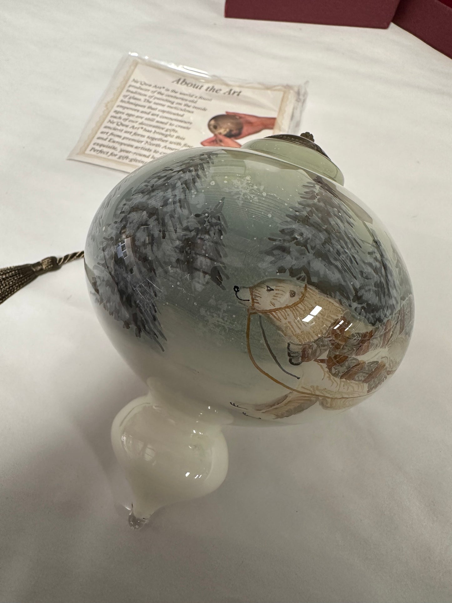 NeQwa Art Hand-Painted Blown Glass Ornament Snow Animals Ornament