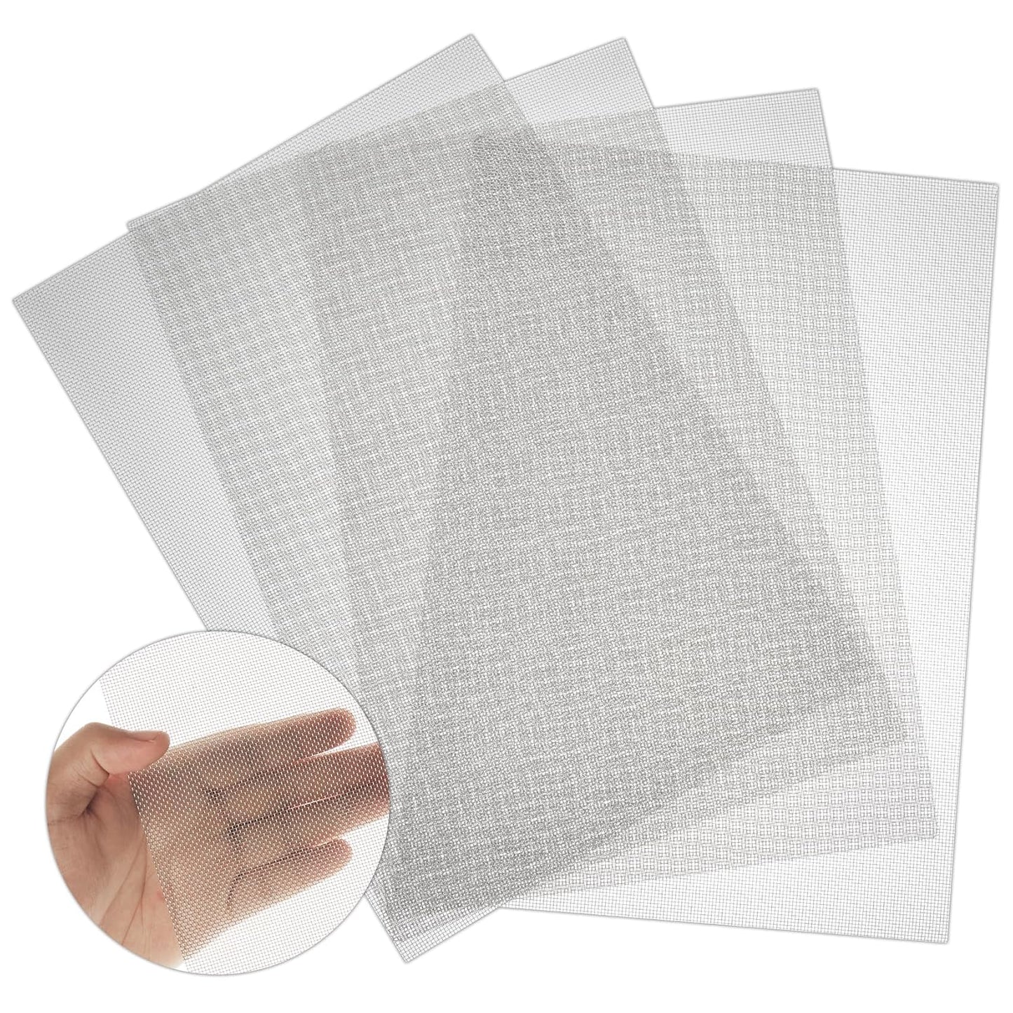 4Pack 20 Gauge Stainless Steel Mesh 0.035x0.035 Size, Rustproof 304 Stainless Steel, 0.98ft x 0.68ft