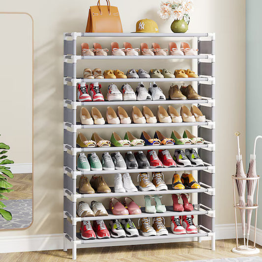 Tribesigns 161.5 H 10 Tier 40 pair Gray Metal Shoe rack