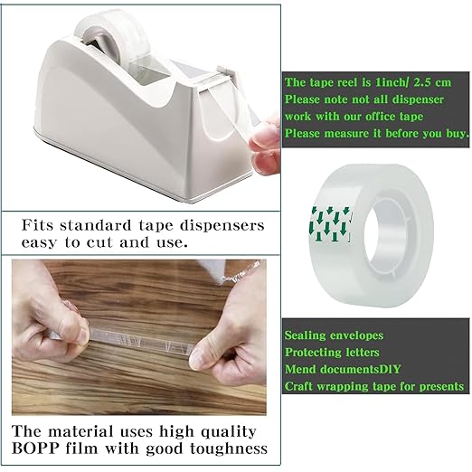 6 Rolls Transparent Tape Refills Rolls Each Rol 1 inch Corel 3/4 x 980 Inches,for School,Office, Home.