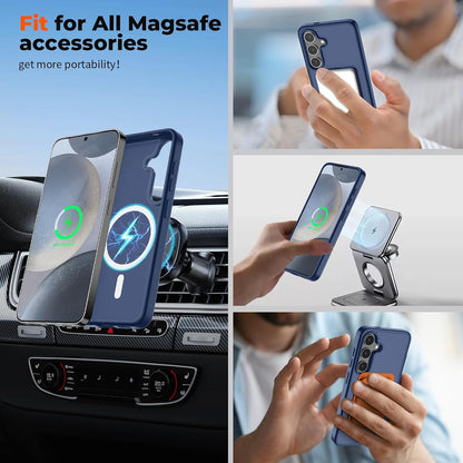 Magnetic for Samsung Galaxy S24 Case / S25 Case (Compatible with MagSafe) (Military Grade Drop Protection) Slim Translucent Shockproof Phone Case
