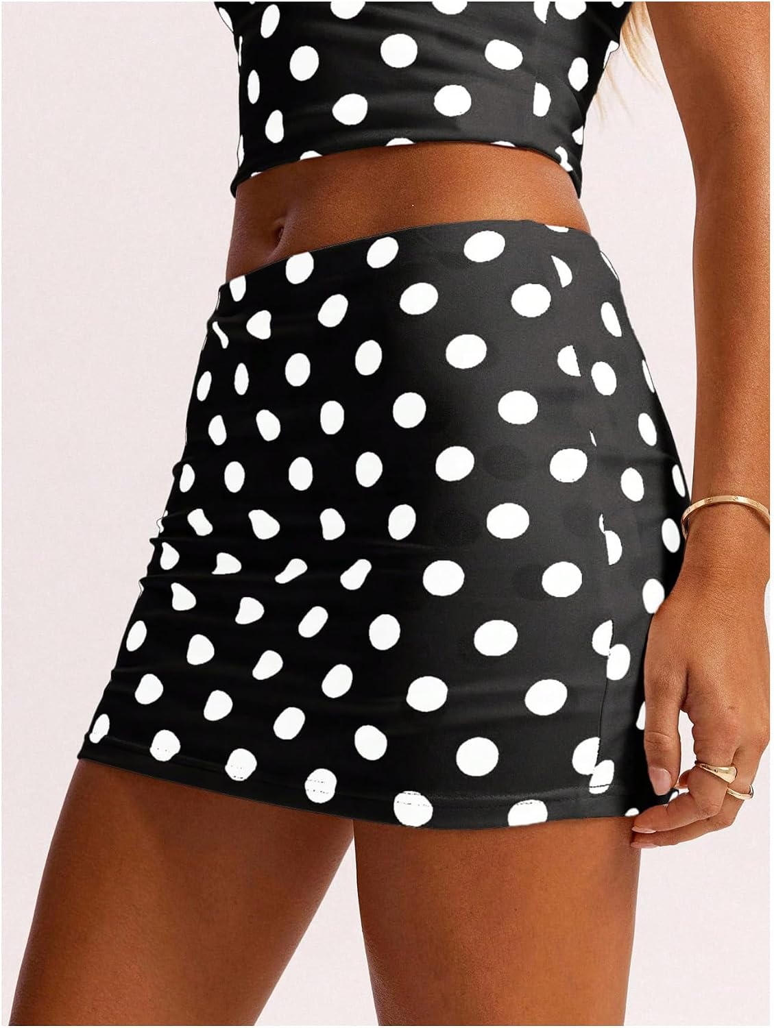 Milumia Women's Y2K Polka Dots Mini Skirts Built in Shorts | Low Waisted, Bodycon, High Stretch, Party, Casual, Festival, Going Out, Back to Schools