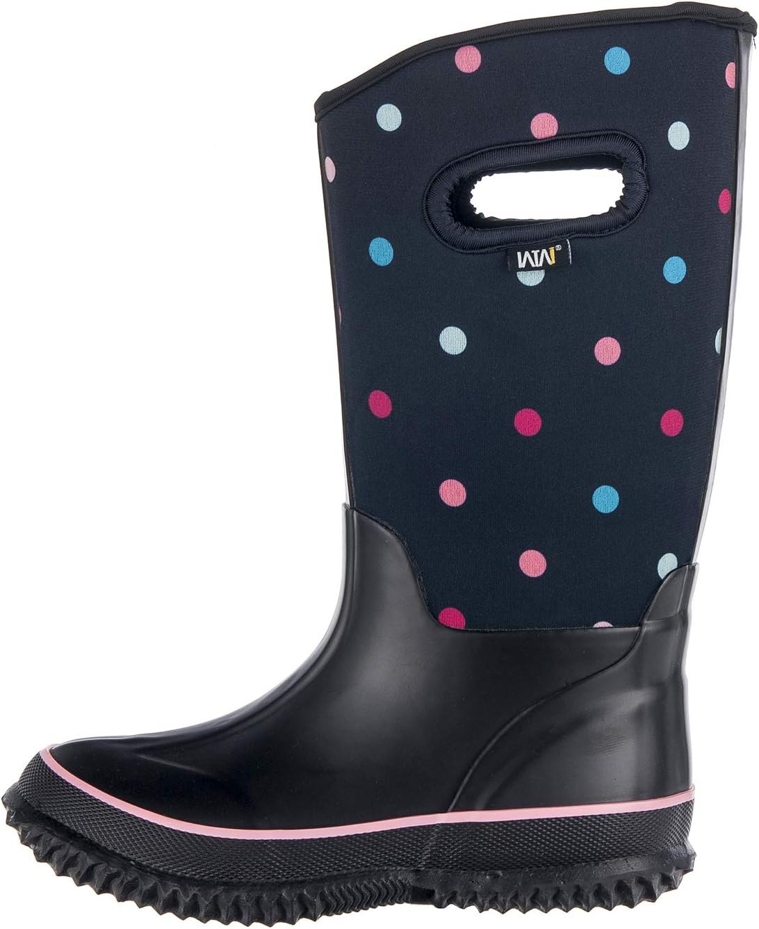 Size 2 Big kids WTW Kids Rubber Rain Boots - Neoprene Insulated 100% Waterproof Mid Calf Mud Boots for Boys and Girls Winter Snow Boots