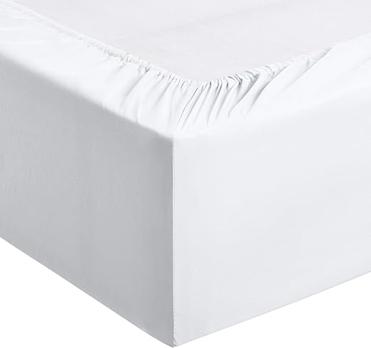 Basics - 4 Piece Microfiber Lightweight Wrinkle-free Bed Sheet Set, Super Soft Easy Care, 14'' Deep Pockets, Queen, Bright White, Solid
