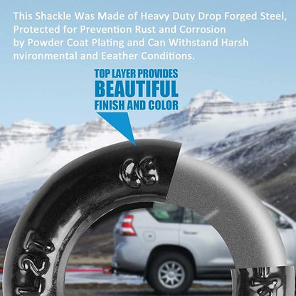 58" D Ring Shackles, Heavy Duty D-Ring Shackle with Screw Pin Clevis, for Most Vehicles with D-Ring Mounts Such as Jeeps, ATV's, Trucks, Trailers (4 Pack)
