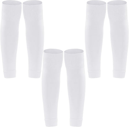 phnydreg 3 Pairs Leg Sleeve Shin Pre Cut Socks for Kids Youth Men Women Soccer Running Cycling