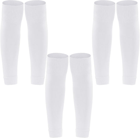 phnydreg 3 Pairs Leg Sleeve Shin Pre Cut Socks for Kids Youth Men Women Soccer Running Cycling