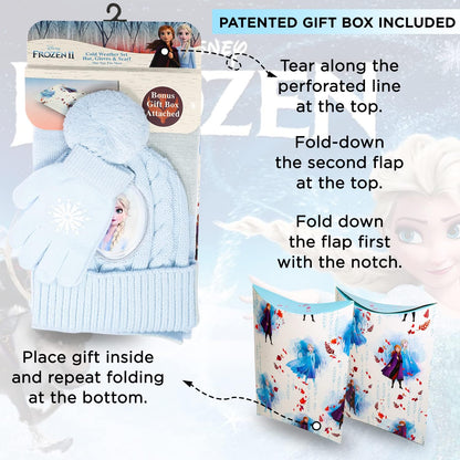 Disney Frozen Kid’s Winter Hat, Snow Gloves, and Scarf for Girls, 3 Pc. Set, Plush Warm Outdoor Comfort