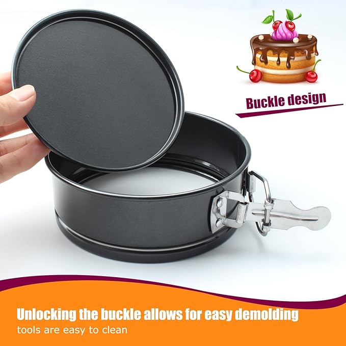 Cheesecake Pan Set, 4789 inch Nonstick Leakproof Springform Pan for Mini Cheesecakes, Pizzas, Quiches (Black, 4 inch)