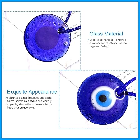 PATIKIL 25mm Evil Eye Glass Keychain, 20 Pcs Turkish Eye Keychain Charm Crafting Beads Pendants with Ropes for Decorative Hanging Ornaments Pendant Jewelry Accessories, Blue