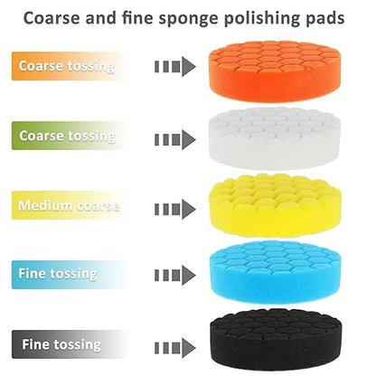 5 Inch Car Polishing Pads for Drill 125mm Buffing Kit with M14 Drill Adapter and Woolen Waxing Polishing Pads for Car Cleaning