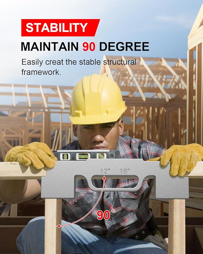 Kolvoii 3 in 1 Framing Tools, 12", 14"  16" On-Center Stud Layout Tool, 100 Cast Aluminum Framing Jig, Stud Framing Tool for Walls, Roofs, Floors or Ladders