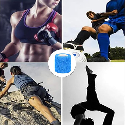 6 Pack 2 Inches Self Adhesive Wrap Bandage Self Adherent Cohesive Bandage Tape Stretch Vet Wrap Breathable Athletic Tape for Sports, Wrist, AnkleOoaBlueOoa