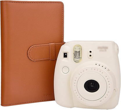 Wallet PU Leather Photo Album Compatible with Instax Mini Instant Film (Brown)