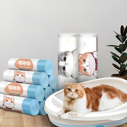 Drawstring Cat Litter Bags - Super Thick, Durable, Easy Clean Up, Jumbo Size Kitty Litter Box Liner Bag for Pet Cats (17.5" o 40.5" -7Pcs)