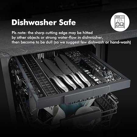 Kitchen Knife Set, Japanese Style Knife Set with Magnetic Block Holder, High Carbon Stainless Steel Sharp Knives Set for kitchen, Ergonomic Handle and Sharpener, 14 PCS Black Dot
