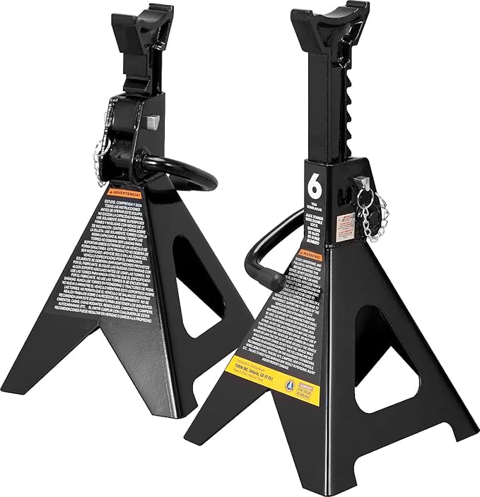 Torin AT46002AB-1 Double Locking Steel Jack Stands, 6 Ton (12,000 LBs) Capacity, Black, 1 Pair