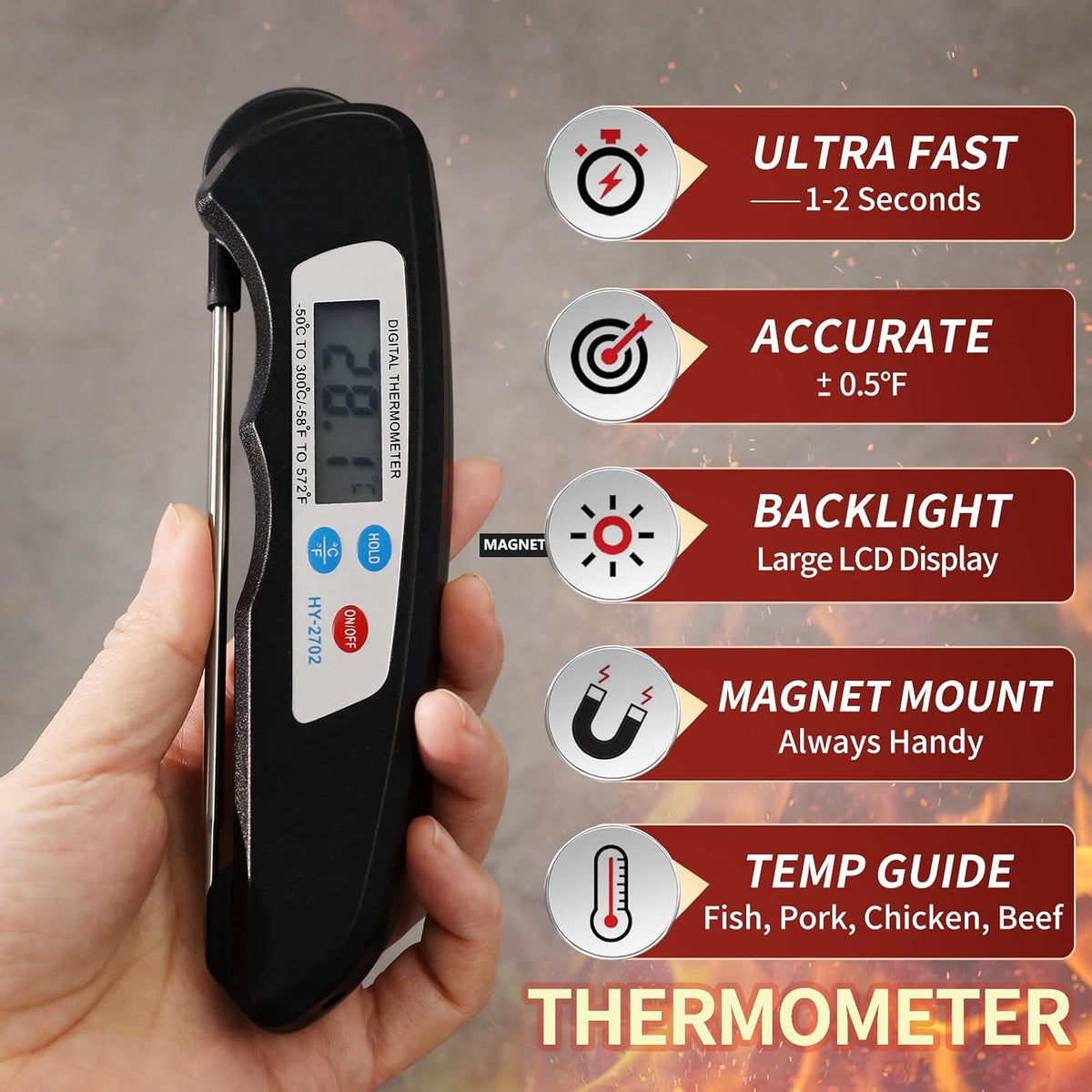 Digital Instant Read Meat Thermometer with Probe