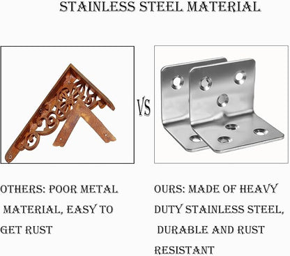80Pcs Stainless Steel Angle Brackets,1.2 x 1.2 x 1.5 Wide Small Corner Brace for Joining Furniture, Heavy Duty 90 Degree L Shape Corner Bracket, Right Angle Bracket for Wood Cabinets Furniture