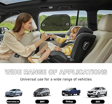 2 PCS Car Window Shade, 15"Ã—26" Front Side Window Sunshade Protector with Suction Cups, Foldable Sunlight Shield Blocks Sun, Glare and UV Rays, Universal Car Accessories