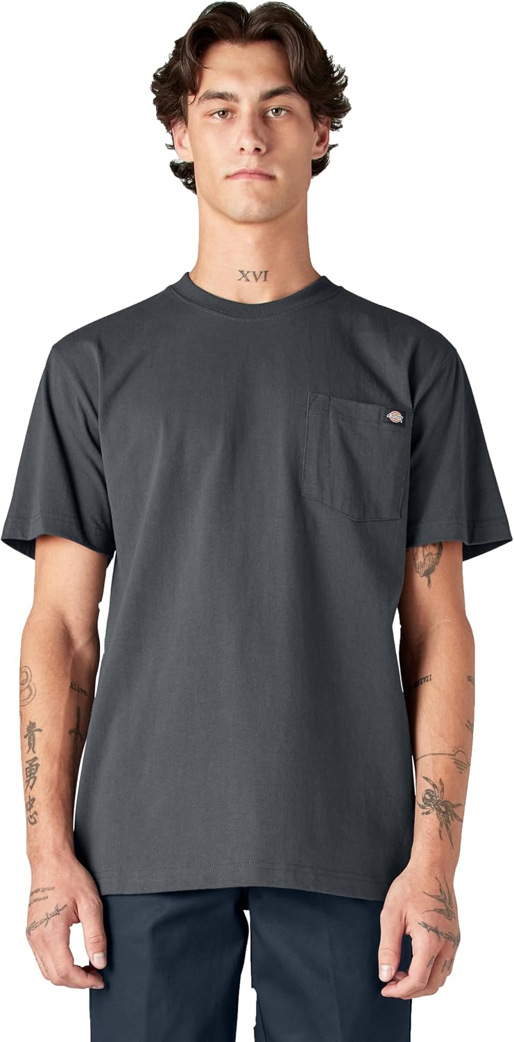 Dickies Men's Short Sleeve Heavyweight Heathered Pocket Tee.