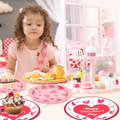 ceiba tree Happy Valentines Day Plates Paper Disposable for 24 Guests Valentine's Day Party Supplies 9 inch Dinner Plates 7 inch Dessert Plates Tableware Dinnerware