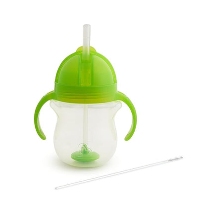Munchkin Any AngleN Sippy Cup for Toddlers, Weighted Straw Trainer Cup with Click LockN Lid, 7 Ounce, Green