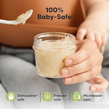 KeaBabies 12pk 4oz Glass Baby Food Containers - Leak-Proof, Microwavable Small Baby Glass Jars with Lids, Baby Food Storage Containers, Baby Snack Containers, BPA-Free Baby Food Jars (Nord)