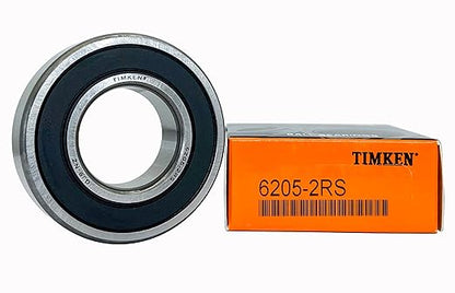 2PACK TIMKEN 6205-2RS Double Rubber Seal Bearings 25x52x15mm Pre-Lubricated and Stable Performance and Cost Effective Deep Groove Ball Bearings