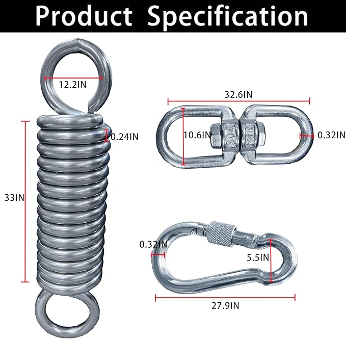Punching Bag Hanger, Heavy Duty Boxing Punching Bag Hanger,360 Rotational Heavy Bag Punching Bag Wall Mount WCarabiners Spring for Heavy Bag, Gym Swing, Trapeze, Hammock:WLL-500Lbs
