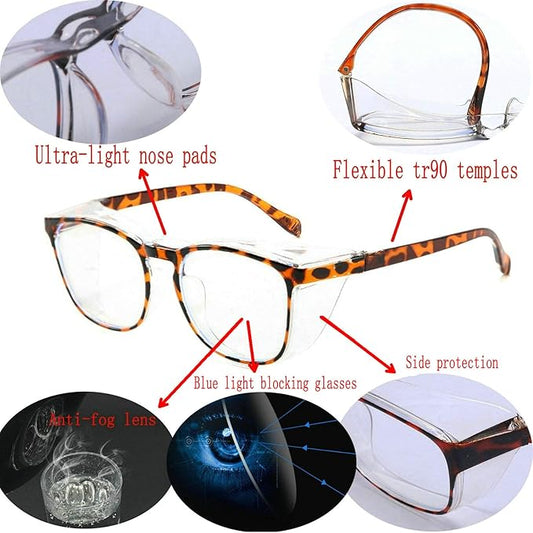 Protective Eyewear Safety Goggles Clear Anti-fogAnti-Scratch Safety Glasses Men Glasses, Transparent Frame