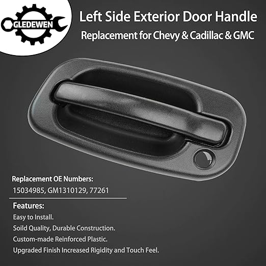Exterior Door Handle, Compatible with 1999-2007 Chevy Silverado Suburban Tahoe Avalanche, GMC Sierra Yukon, Cadillac Escalade, Outside Front Left Driver Side | Replaces# 15034985, GM1310129, 77261