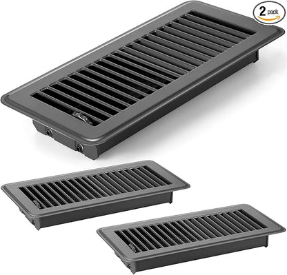 4 x 10'' Floor Vent Covers Heavy Duty Floor Register Metal Heat Vent Covers with Rust Proof Finish for Home Heater (Gray,2 Pcs)