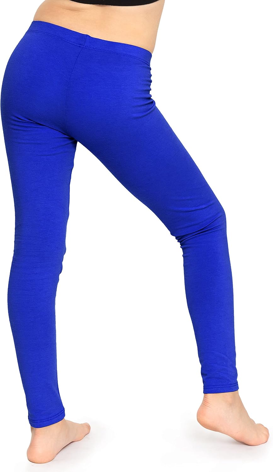 STRETCH IS COMFORT Girls Cotton Leggings, Kids Toddler Footless Pants, 2-16 | Soft durable pull-on fit, elastic waistband, school play, active days, under dresses, easy care, washable everyday layering