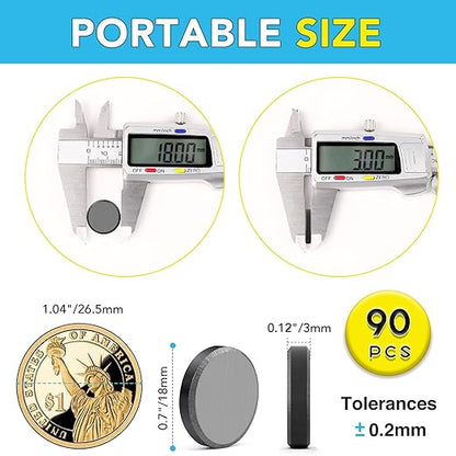 TRYMAG Ceramic Magnets - 18mm Round Crafts Magnets with Adhesive Backing - 100 PCs