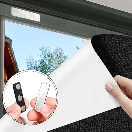 8 Pairs Magnetic Curtain Closure, Blackout Blind Accessory for Window Blinds Curtain Closure with Adhesive Curtain Magnets Clips for Blackout Curtains