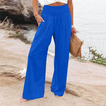 Tummy Control Women High Waisted Lounge Pants Casual Wide Leg Boho Trouser Summer Drawstring Sweatpants with Pocket