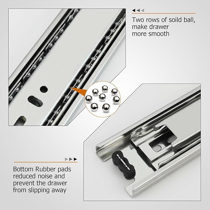 LONTAN Heavy Duty Full Extension Ball Bearing Drawer Slides 8 10 12 14 16 18 20 22 24 Inch Side Mount File Cabinet Rails Dresser Runner Kitchen Cabinet Drawer Glides 100 LB Capacity (10 inch,1 Pair)