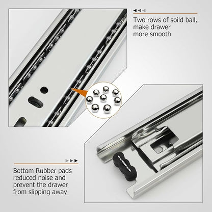 LONTAN Heavy Duty Full Extension Ball Bearing Drawer Slides 8 10 12 14 16 18 20 22 24 Inch Side Mount File Cabinet Rails Dresser Runner Kitchen Cabinet Drawer Glides 100 LB Capacity (10 inch,1 Pair)