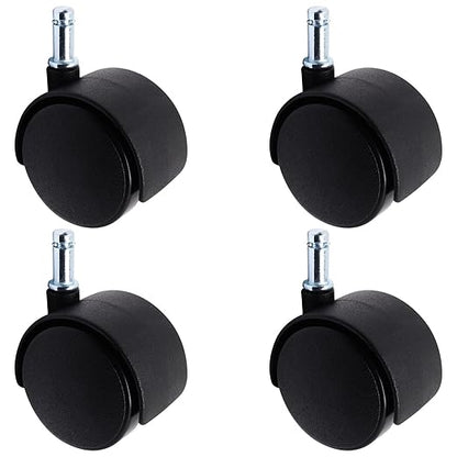 Plastic Casters Set of 4, M8 Circlip Stem Caster Wheels 2 inch, Black Nylon Swivel Caster Wheels Replacement for Furniture, Office Chair, Table, Cabinet, Shelf