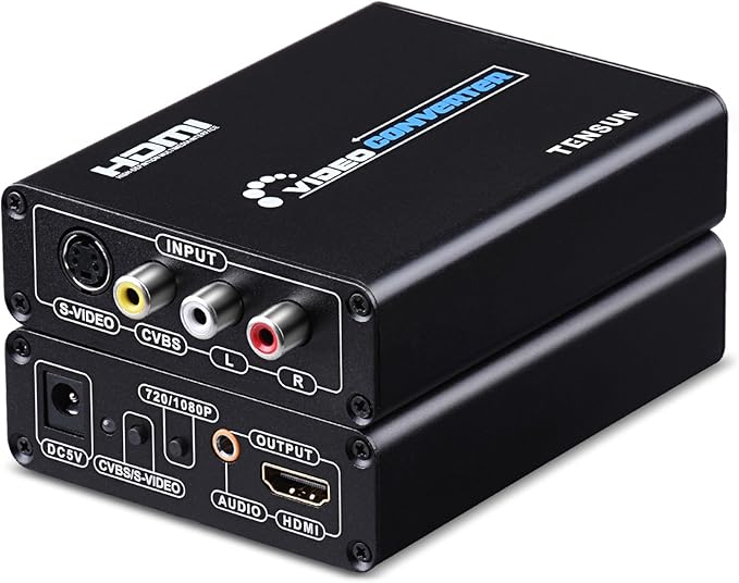 Tensun 3RCA AV CVBS Composite & S-Video R/L Audio to HDMI Converter Adapter Support 720P/1080P for PS2 PS3 NES SNES Nintendo 64 HDTV, TEN-HD069