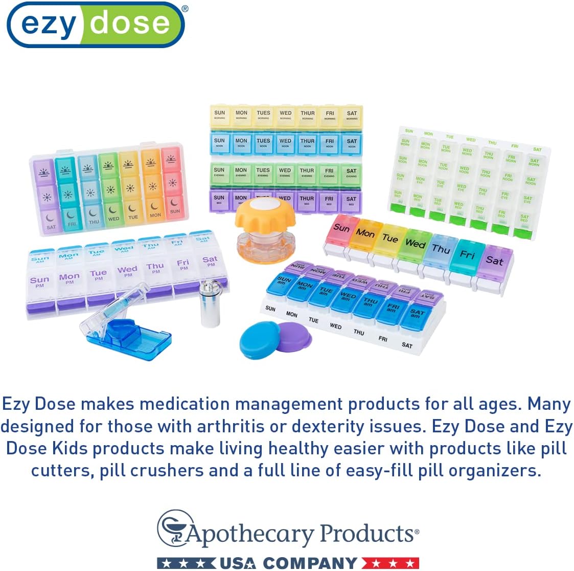 EZY DOSE Pill Organizer Weekly (7-Day), Medicine Planner, Vitamin Box, Daily Planner Case, 2 Times a Day, AM PM, Large Compartments, Easy Fill All Compartments at Once, Green and Purple, BPA Free