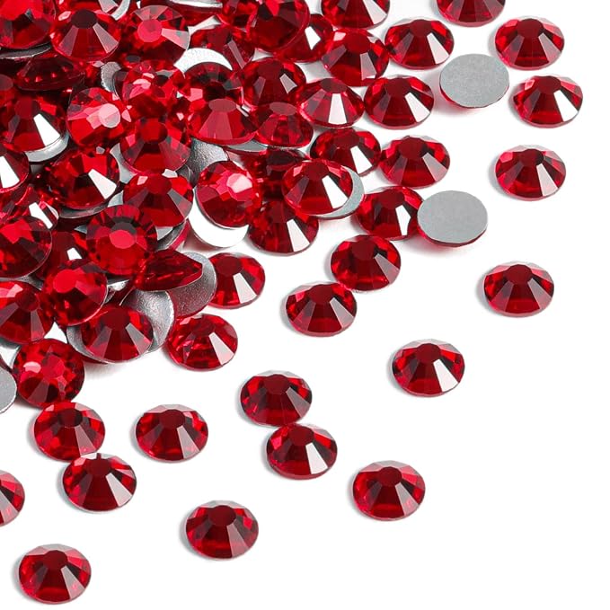 beadsland 1440 Piece Flat Back Crystal Rhinestones Round Gems,1.3mm-6.5mm,Dark Siam (SS20(4.6-4.8mm)( Open Box )