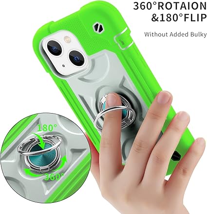 MARKILL Compatible with iPhone 14 CaseiPhone 13 Case 6.1 Inch with Built-in 360Rotating Ring Stand, Military Grade Drop Protection Full Body Rugged Heavy Duty Protective Durable Cover. (Guava)