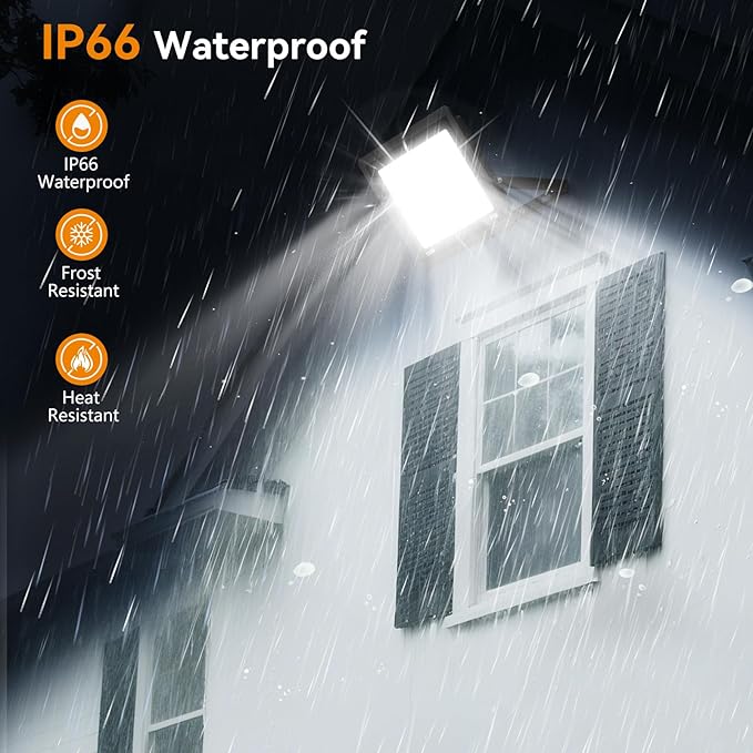 AIKVSXER 150W Flood Lights Outdoor, 21000lm Bright LED Work Light with 5FT Plug, 6000K Daylight White Exterior Security Light, IP66 Waterproof Floodlight for Yard Garage Stadium Lawn (150W-1 Pack)